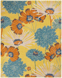 8' X 10' Yellow Tropical Floral Power Loom Area Rug