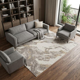 8' X 11' Ivory Brown And Gray Abstract Non Skid Area Rug