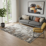 5' X 7' Ivory Blue And Gray Abstract Area Rug