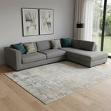 8' X 10' Beige Gray And Light Taupe Abstract Distressed Area Rug