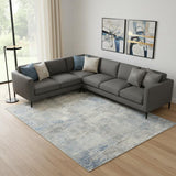 8' X 10' Ivory Blue And Gray Abstract Distressed Area Rug