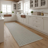 8' Ivory And Gray Abstract Runner Rug
