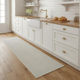 8' Ivory And Brown Abstract Runner Rug