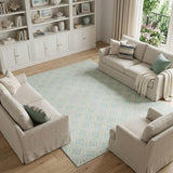 8' X 10' Beige and Green Trellis Non Skid Area Rug