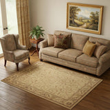 5' X 7' Ivory And Gold Floral Non Skid Area Rug