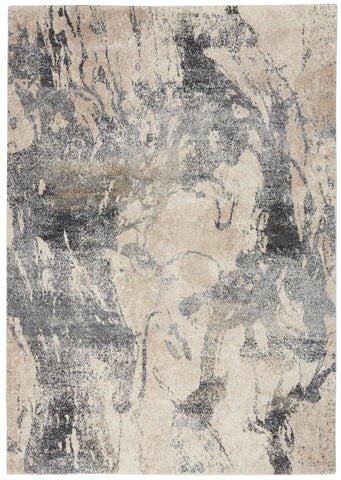 4' X 6' Cream and Gray Abstract Distressed Area Rug