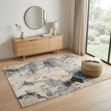 4' X 6' Cream and Gray Abstract Distressed Area Rug