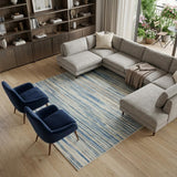 8' X 10' Ivory Blue and Gray Abstract Non Skid Area Rug