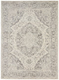 5' X 7' Ivory And Gray Floral Medallion Distressed Area Rug