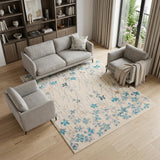 6' X 9' Ivory And Blue Floral Area Rug