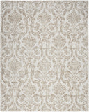 8' X 10' Beige and Ivory Damask Distressed Non Skid Area Rug
