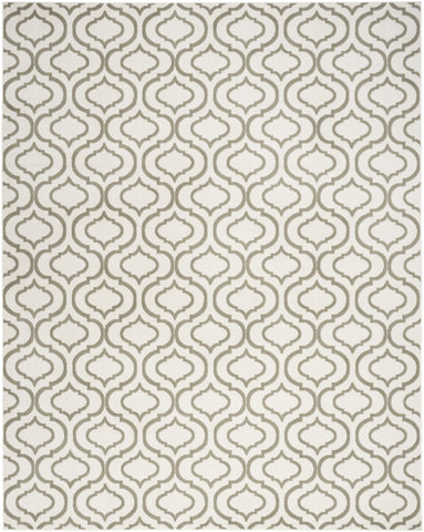 8' X 10' Ivory and Green Trellis Non Skid Area Rug