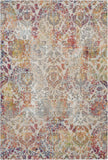 4' X 6' Ivory Gray and Orange Floral Distressed Non Skid Area Rug
