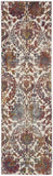 6' White and Golden Brown Floral Distressed Non Skid Runner Rug