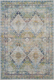 4' X 6' Ivory Blue and Green Floral Distressed Non Skid Area Rug