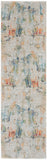 6' Ivory Blue and Gray Abstract Distressed Non Skid Runner Rug