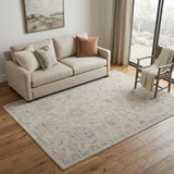 5' X 8' Beige And Gray Floral Medallion Area Rug