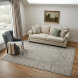 5' X 8' Beige and Gray Floral Medallion Power Loom Area Rug