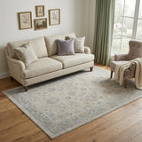 5' X 8' Beige and Gray Floral Power Loom Area Rug