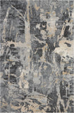 4' X 6' Ivory Black and Gray Abstract Distressed Area Rug