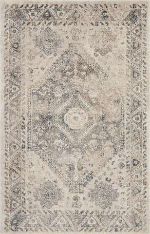 4' X 6' Cream and Gray Medallion Distressed Area Rug