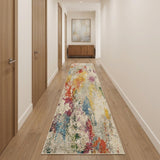 10' Ivory Abstract Runner Rug
