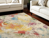 7' X 10' Ivory Abstract Power Loom Area Rug