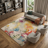 7' X 10' Ivory Abstract Power Loom Area Rug