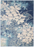 5' X 7' Navy Blue and Ivory Floral Area Rug