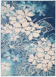 6' X 9' Navy Blue and Ivory Floral Area Rug