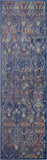 6' Navy Blue and Orange Ogee Distressed Non Skid Runner Rug