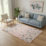 5' X 7' Ivory And Blue Floral Area Rug