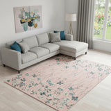 6' X 9' Ivory And Blue Floral Area Rug
