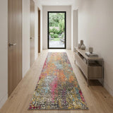10' Blue and Orange Abstract Non Skid Runner Rug