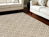 8' X 10' Taupe and Ivory Trellis Non Skid Area Rug