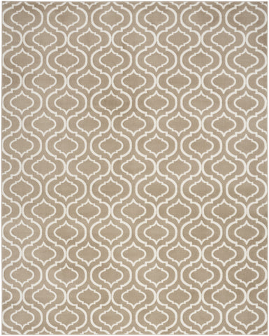 8' X 10' Taupe and Ivory Trellis Non Skid Area Rug