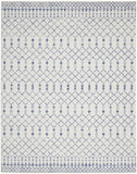 8' X 10' Ivory and Blue Geometric Distressed Non Skid Area Rug