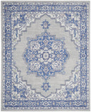 8' X 10' Ivory Blue and Gray Floral Medallion Distressed Non Skid Area Rug