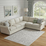 8' X 10' Ivory And Gray Floral Distressed Area Rug