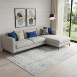 8' X 10' Ivory And Blue Abstract Distressed Area Rug