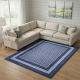 8' X 10' Blue And Ivory Geometric Distressed Area Rug