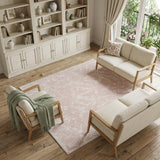 8' X 10' Pink and Ivory Floral Distressed Non Skid Area Rug