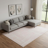 8' X 10' Pink And Ivory Abstract Distressed Area Rug