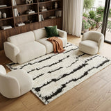 8' X 10' Ivory and Black Geometric Area Rug