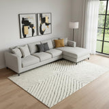 8' X 10' Ivory And Black Abstract Area Rug