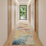 14' Blue and Orange Abstract Non Skid Runner Rug