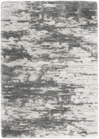 5' X 7' Charcoal and Ivory Abstract Shag Area Rug