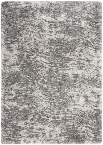 5' X 7' Charcoal and Ivory Abstract Shag Area Rug