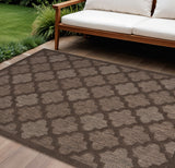 8' X 10' Dark Brown And Light Brown Trellis Indoor Outdoor Area Rug