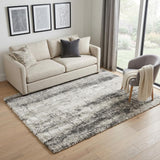 5' X 7' Charcoal and Ivory Abstract Shag Area Rug